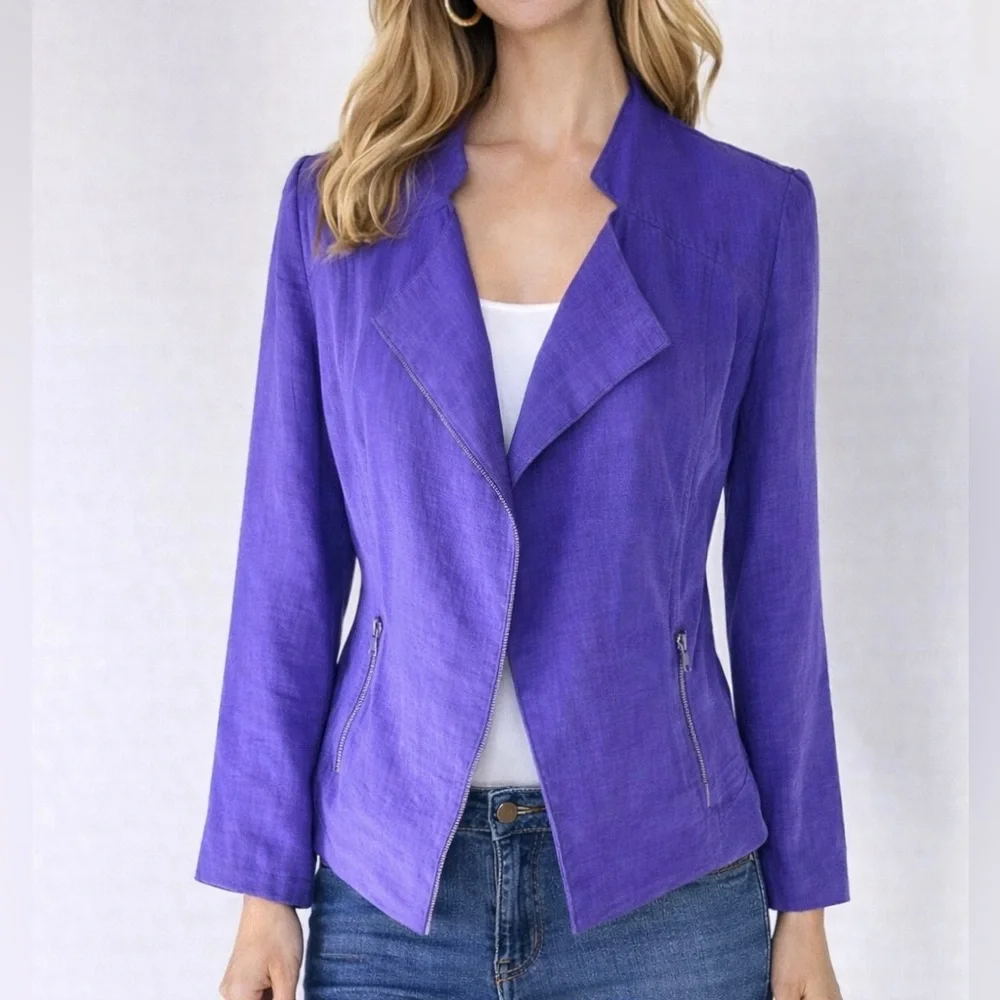 Chico’s Purple Open Front Lightweight Jacket Size S